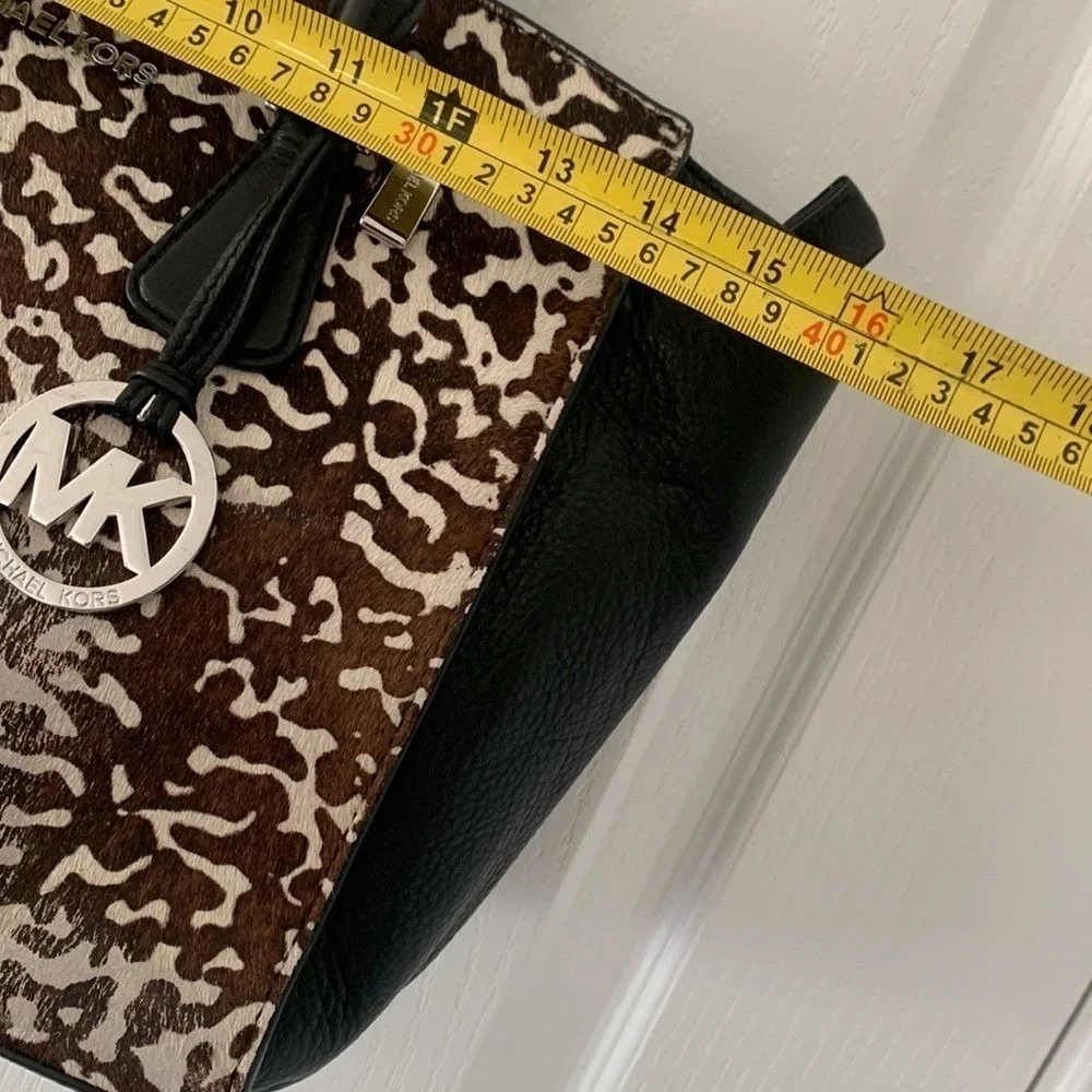 Michael Kors Calf Hair‎ handbag animal print leather tote bag black brown